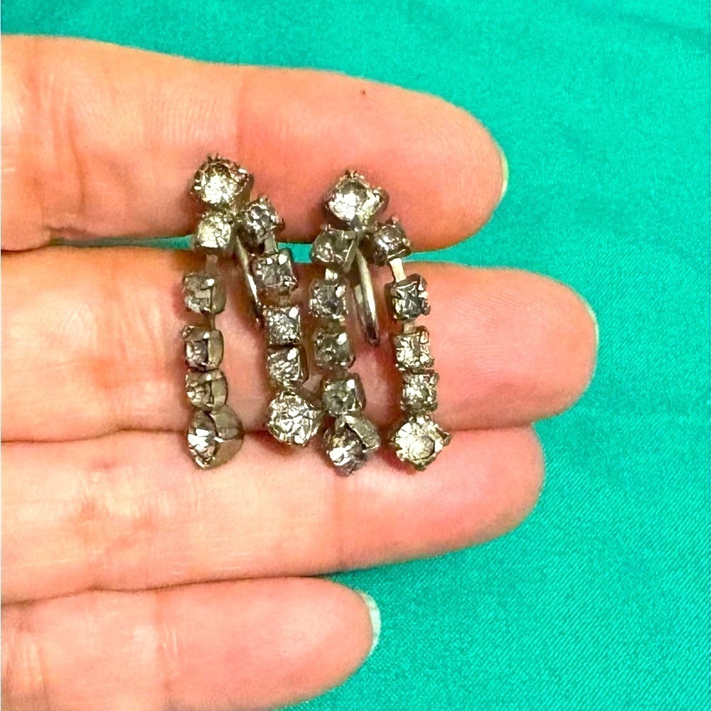 Vintage rhinestone screw back earrings